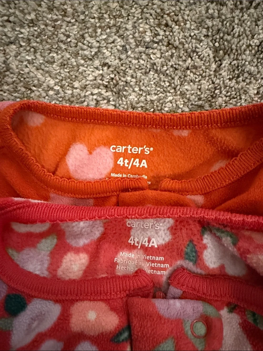 Carter's Girls' Fleece Footie Pajama bundle of 4 size 4T